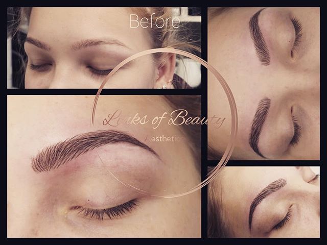 Microblading healed brows, before and after