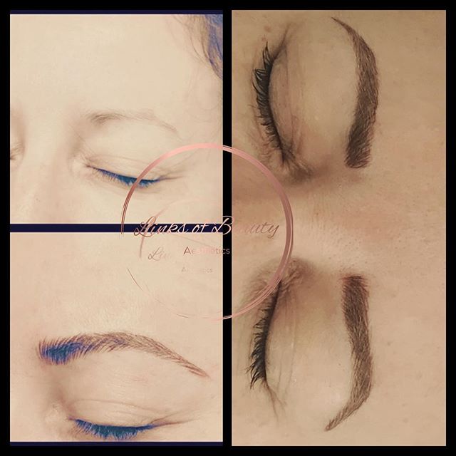 Microblading brow treatment, before and after