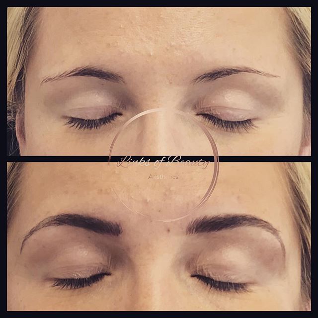 Microblading brows, before and after