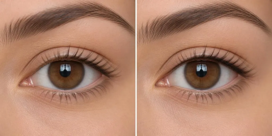 Eyeliner enhancement before and after