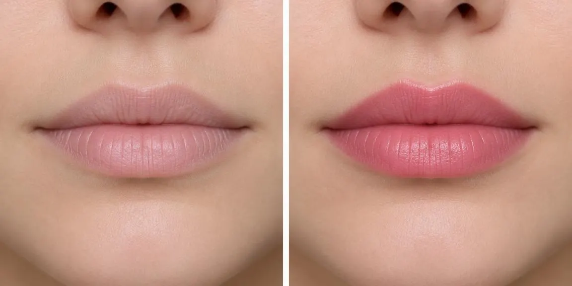 Lip blush before and after
